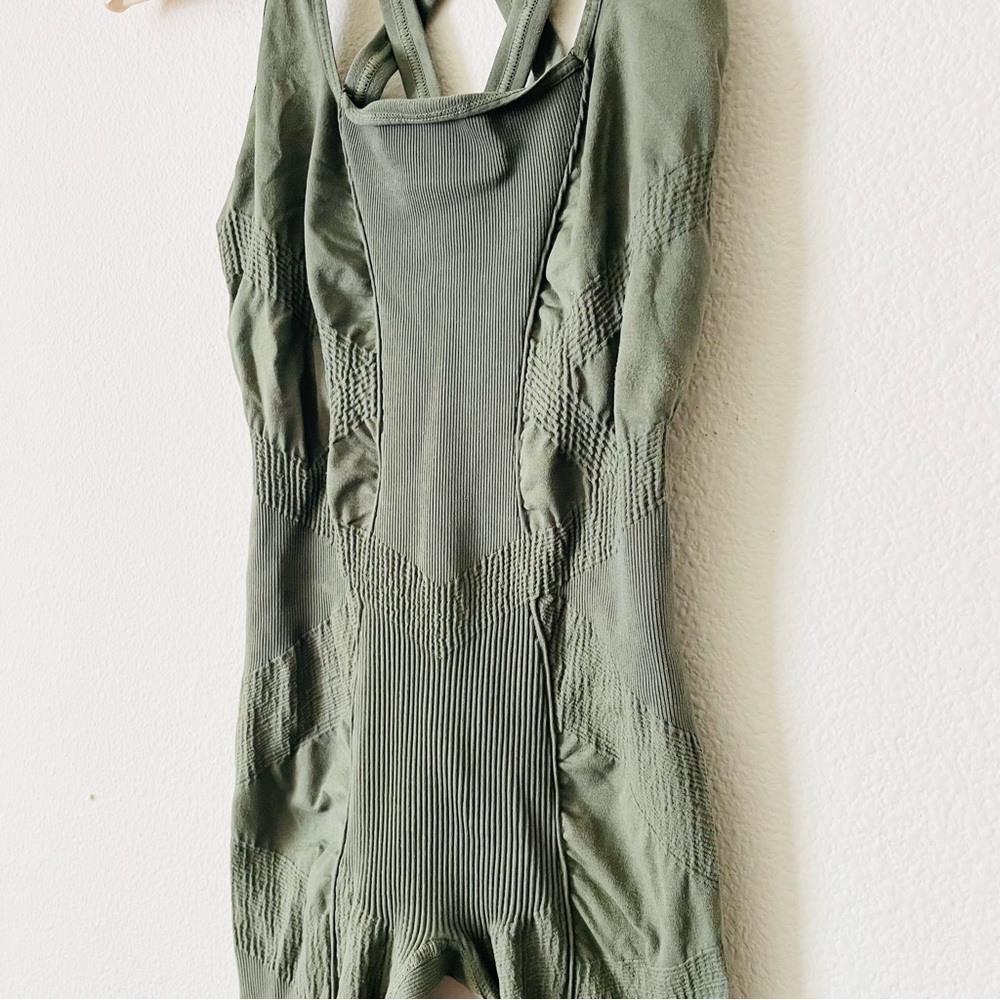 Free People Movement SMALL Black Diamond strappy back seamless onesie in green - Picture 4 of 8